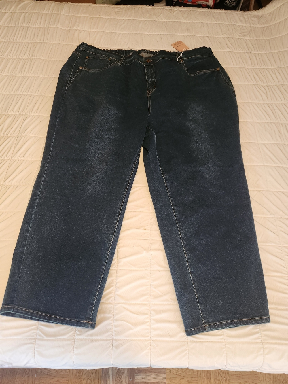 Cinched Vintage Blue Wash Straight Leg Jeans